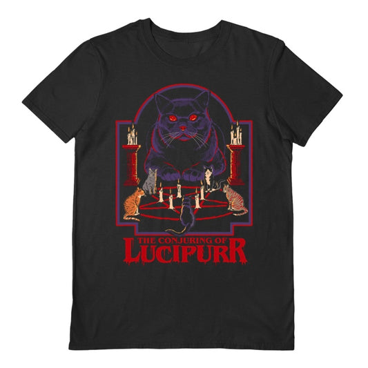 Classic unisex T-Shirt with Steven Rhodes’s famous Lucipurr design. Dark goth cat tshirt