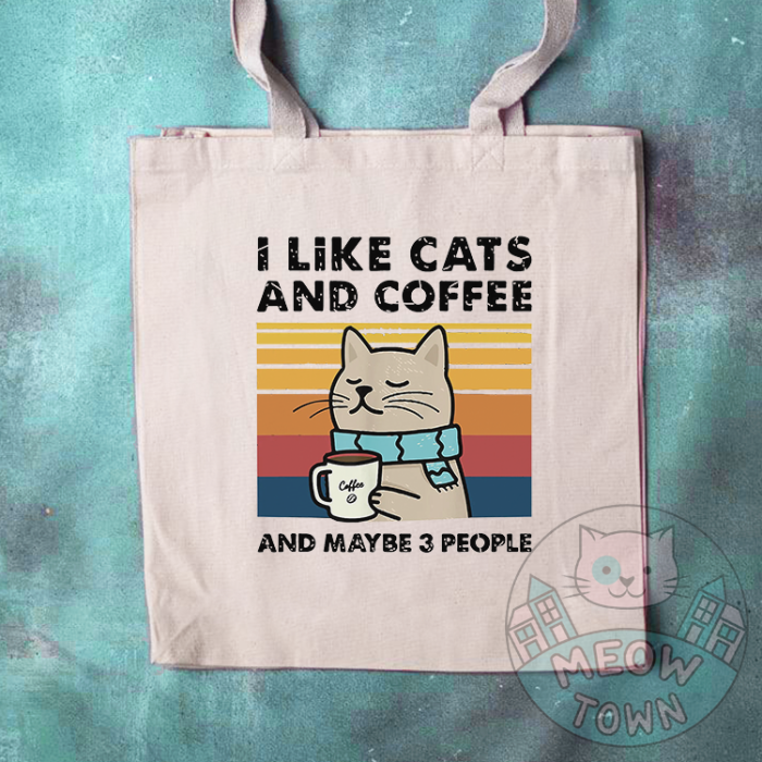 I Like Cats And Coffee Tote cotton canvas