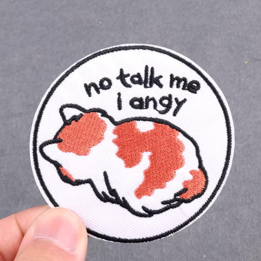 No talk me I angy ginger cat iron-on patch