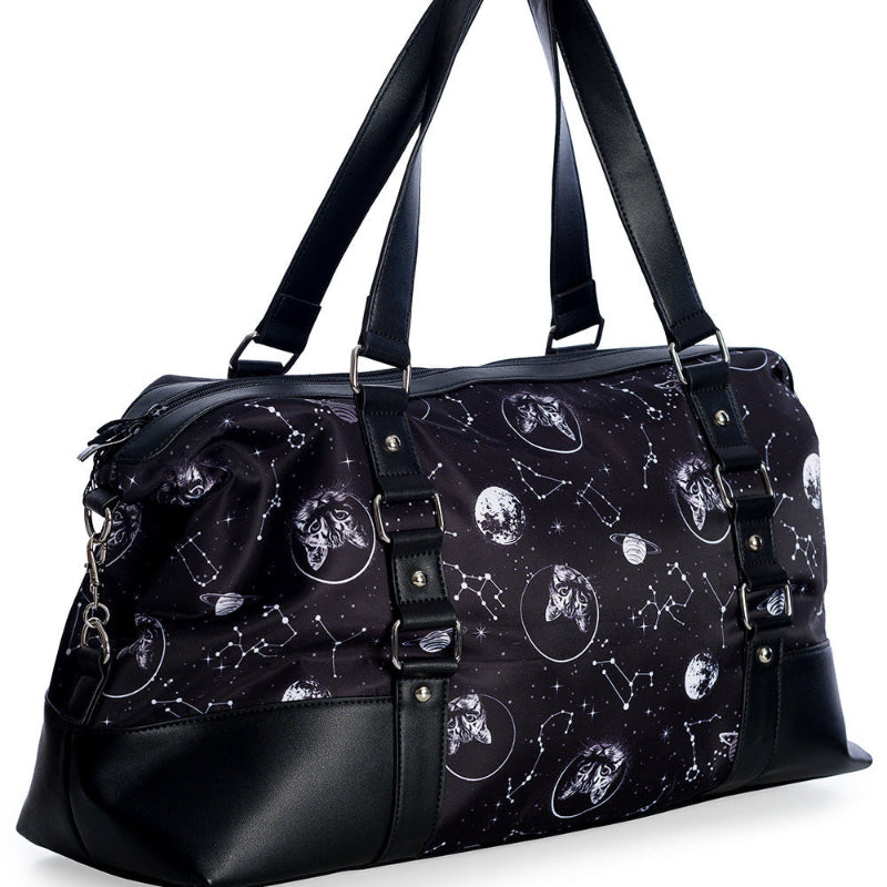 Space astronaut Cat Gym Bag black leather