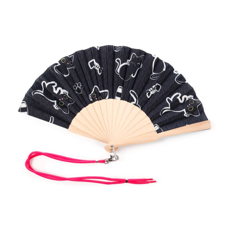 black cat hand fan cat lover gift
