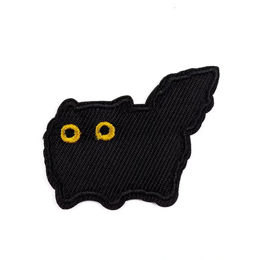 cute iron on patch black cat