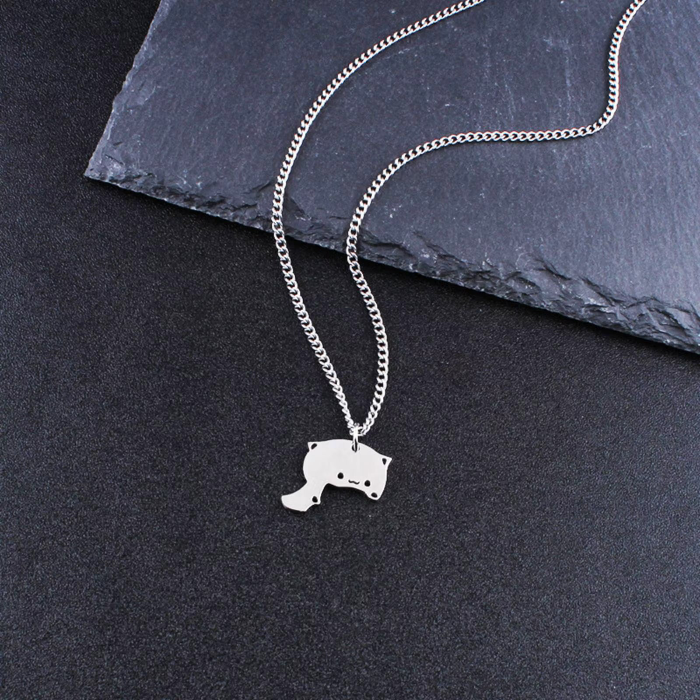 cartoon cat necklace set couple friends stainless 