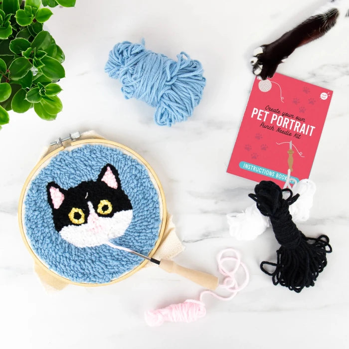 cat punch needle kit art