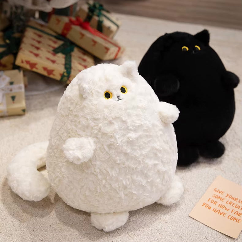 chonky kitty cat plush black and white