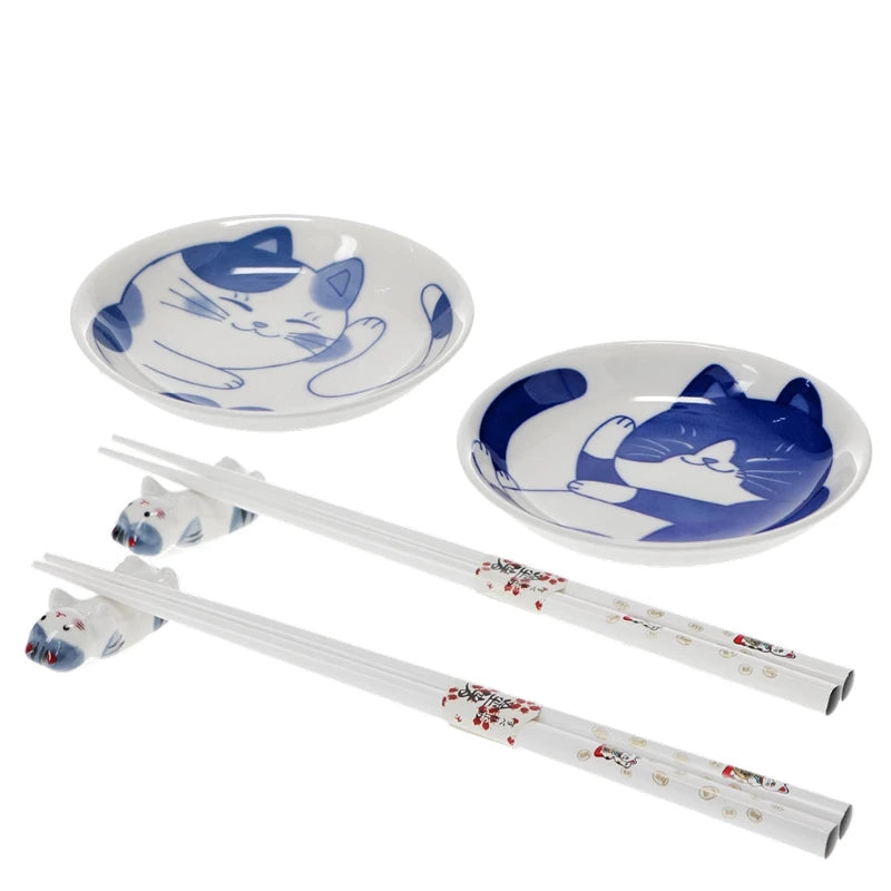 chopsticks noodle cat japanese set