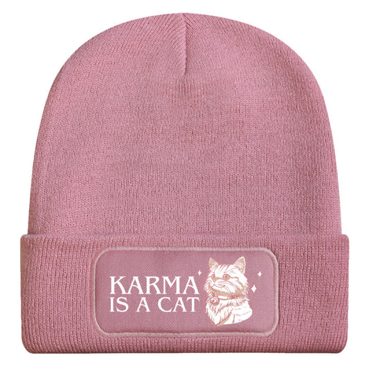 karma is a cat beanie hat rose pink taylor swift