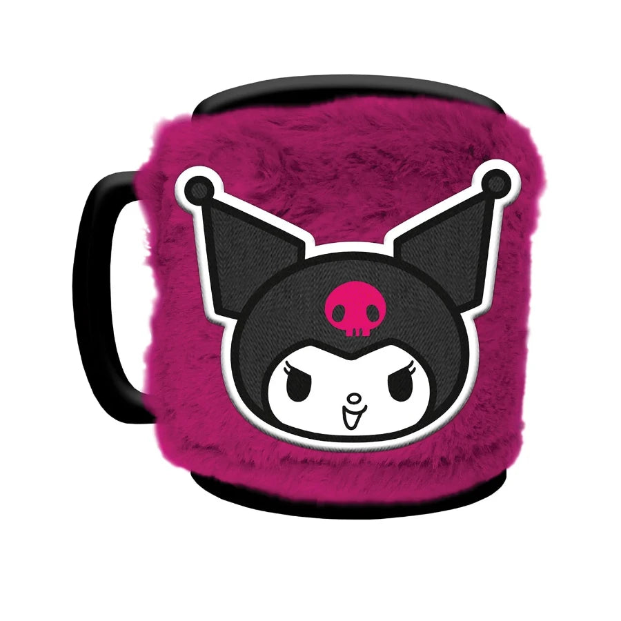 Kuromi mug with plush fuzzy removable cover