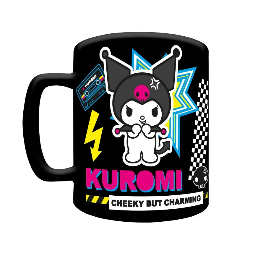 Kuromi mug with plush fuzzy removable cover printed under