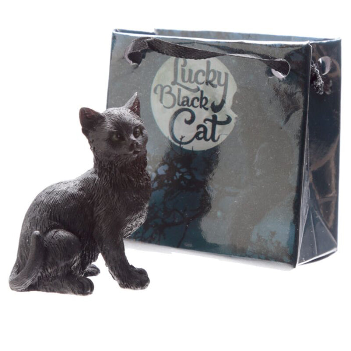 lucky black cat figurine in gift bag good luck