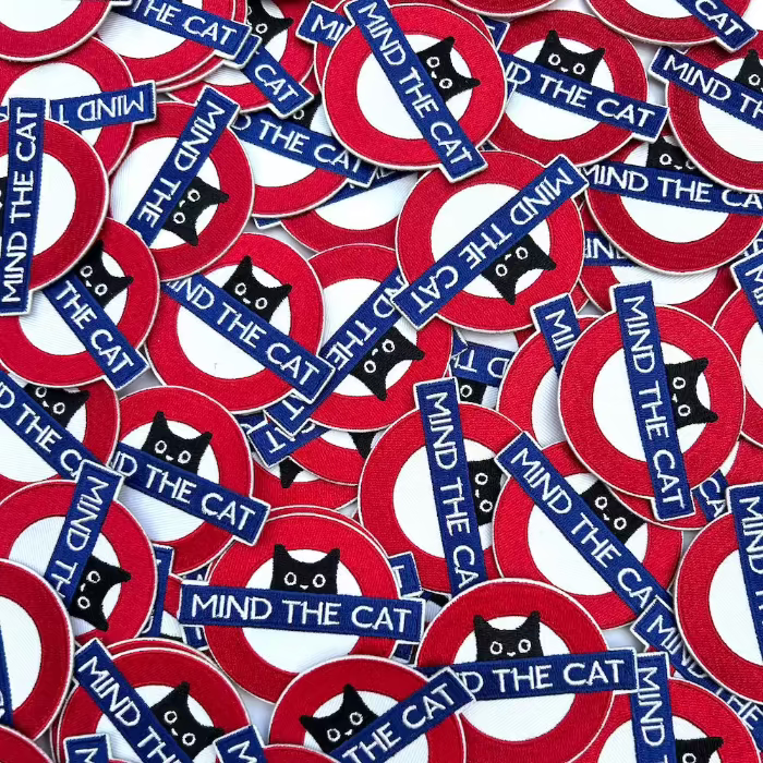 mind the cat london tube iron-on patch applique for clothing