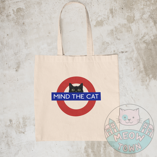 Mind the cat tote bag tube london cat gift