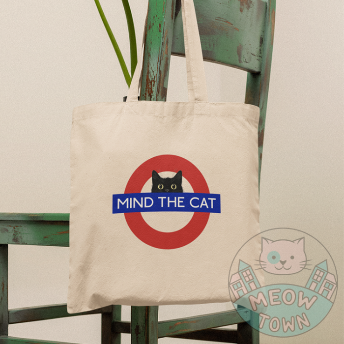 Mind the cat natural tote bag tube london cat gift