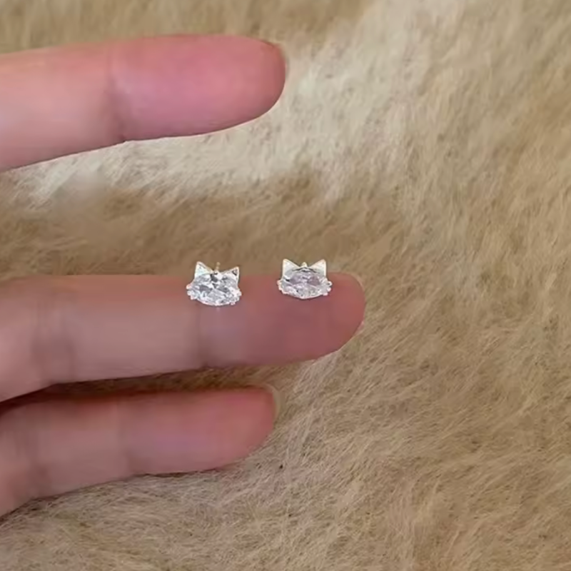 mini stud crystal cat ear earrings2