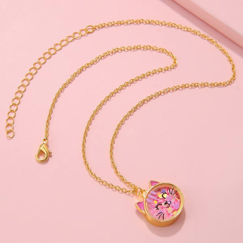 sequin cat shaker necklace 