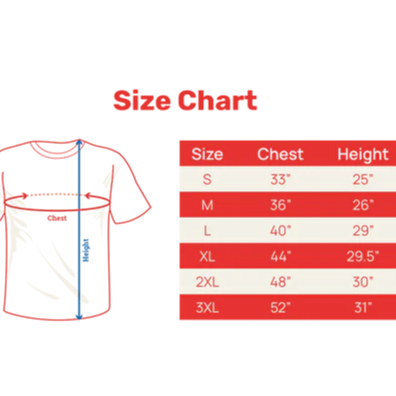 size chart inch