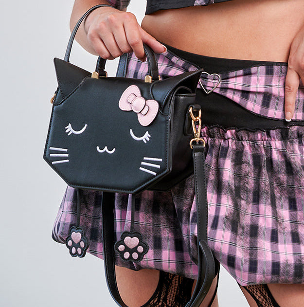 structured cat bag paw and bow