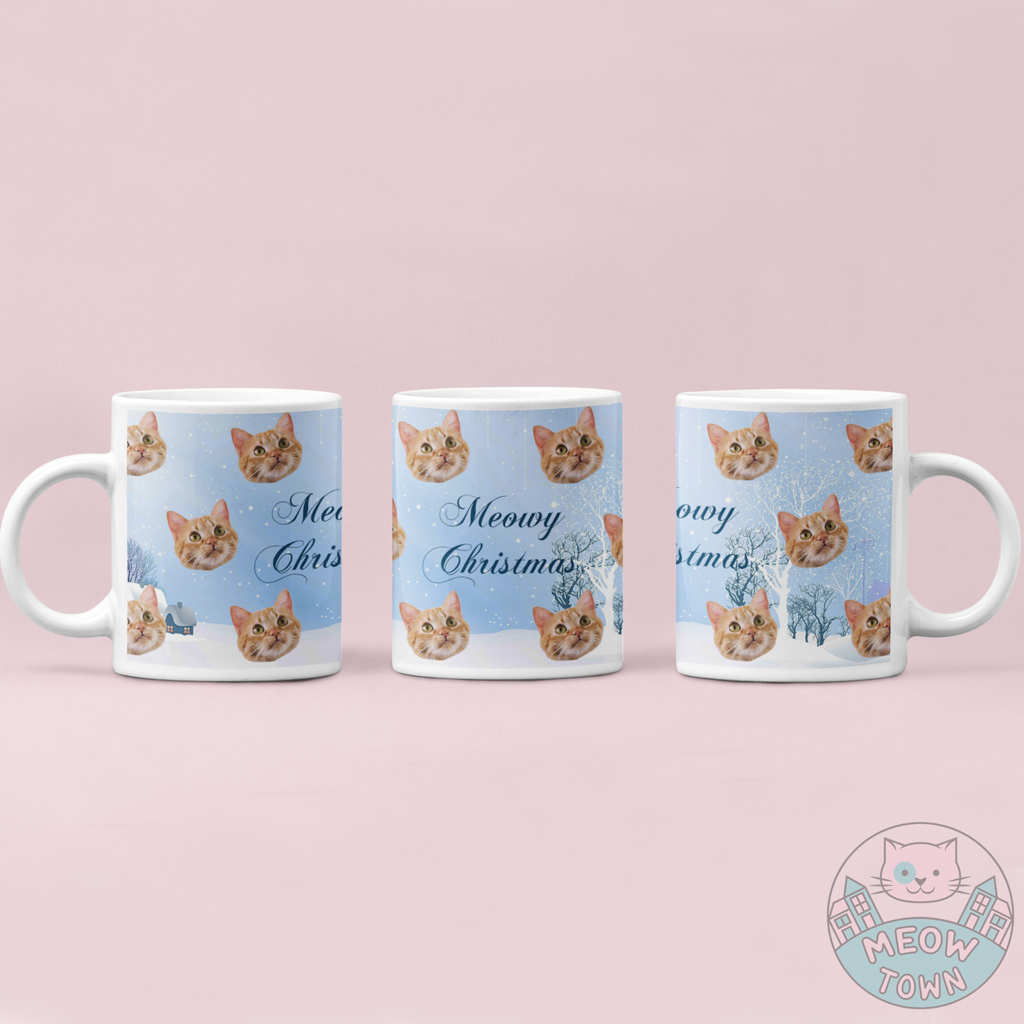 Personalised Kitty Pattern Festive Mug