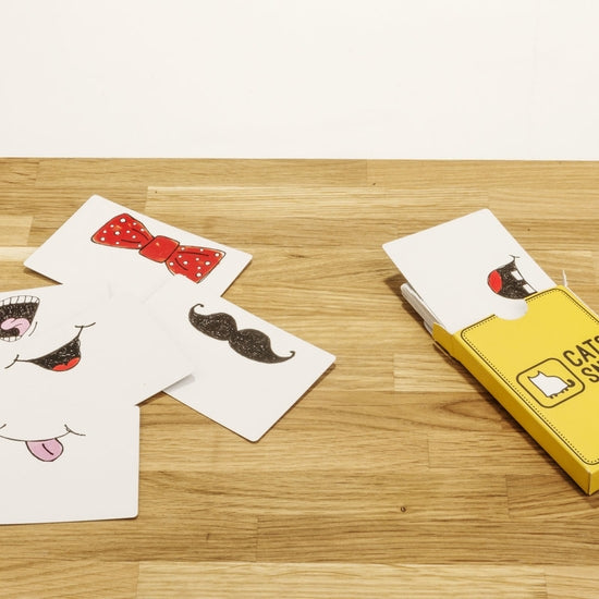 Cats snap funny hand drawn cards for fun photo shoots with your cat
