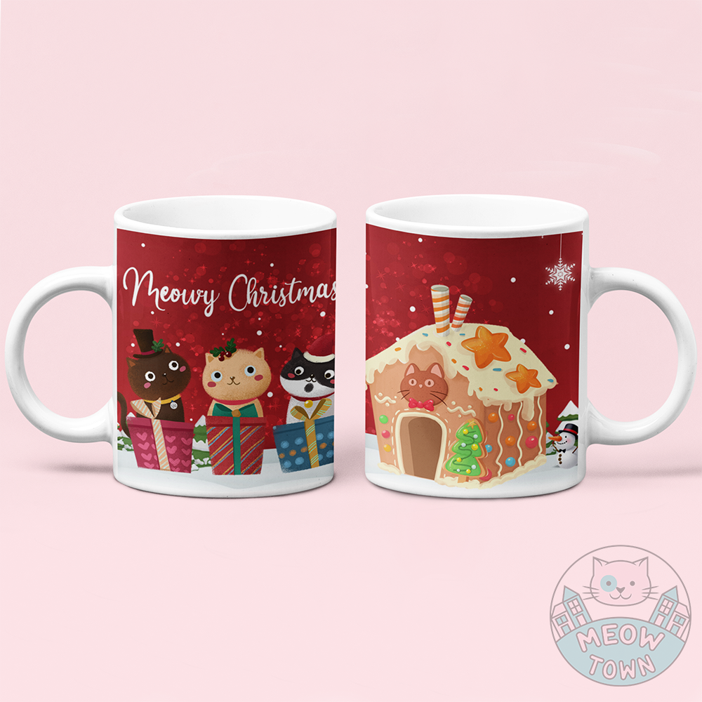A lovely Christmas themed ceramic mug from our exclusive Meow Town Special collection. Sip your favourite hot drink from this stylish coffee mug, printed with festive kitty design. This 11oz mug is made of brilliant white ceramic material. They are easy to clean, microwave-safe. This mug can be a perfect Christmas gift for any cat lover!