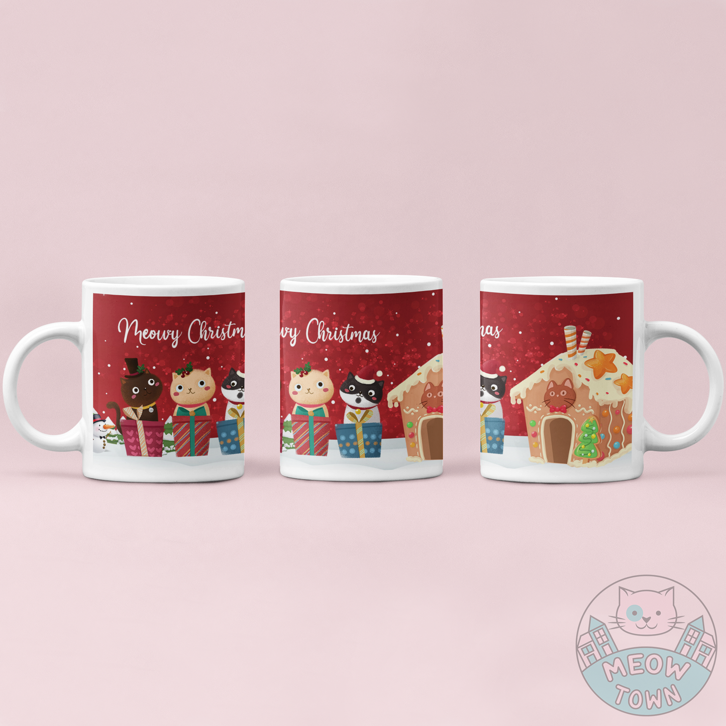 A lovely Christmas themed ceramic mug from our exclusive Meow Town Special collection. Sip your favourite hot drink from this stylish coffee mug, printed with festive kitty design. This 11oz mug is made of brilliant white ceramic material. They are easy to clean, microwave-safe. This mug can be a perfect Christmas gift for any cat lover!