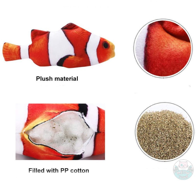 realistic fish print interactive cat toy catnip funny real fish plush details