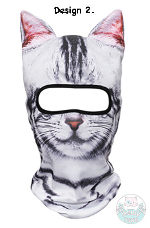 realistic cat print balaclava face mask full head with ears