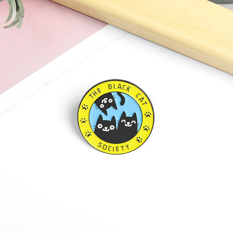 Pin Badge - The Black Cat Society – Meow Town