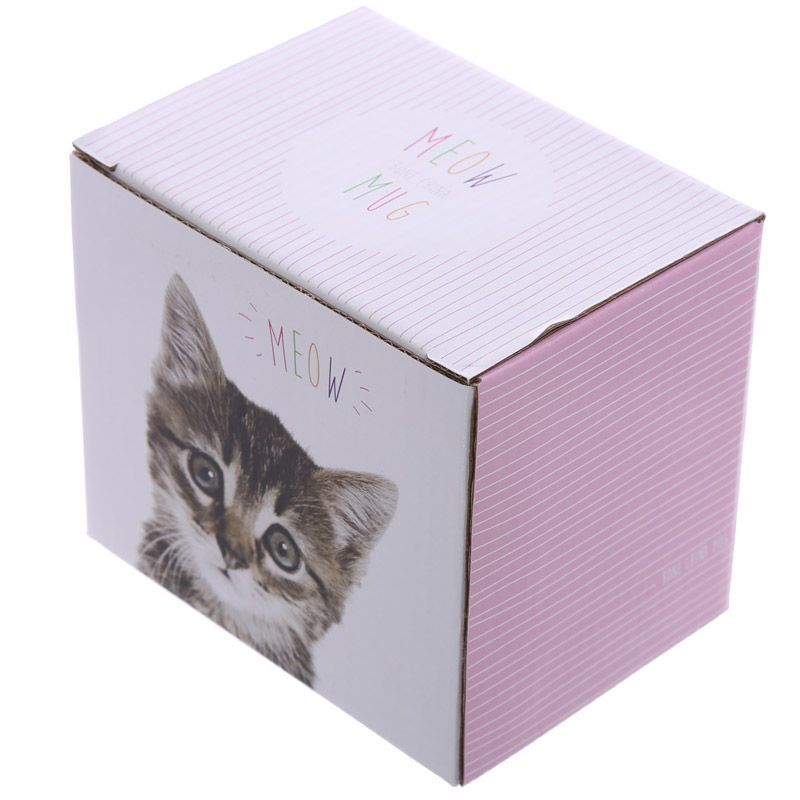 Meow slogan porcelain mug for cat lovers cute kitten print gift box
