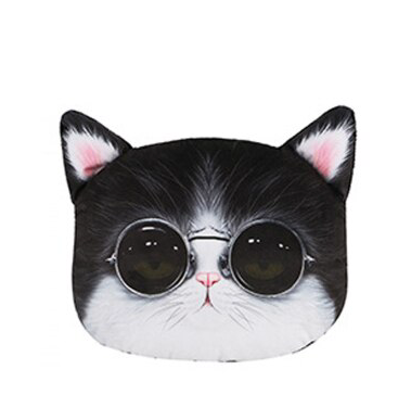 funny car headrest pillow with cute cat digital print in sunglasses