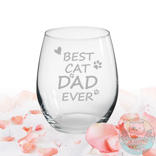 Best Cat Dad Ever Etched Glass