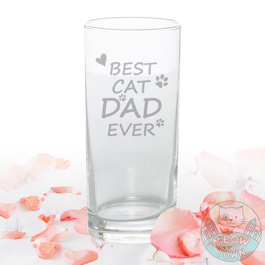 Best Cat Dad Ever Etched Glass