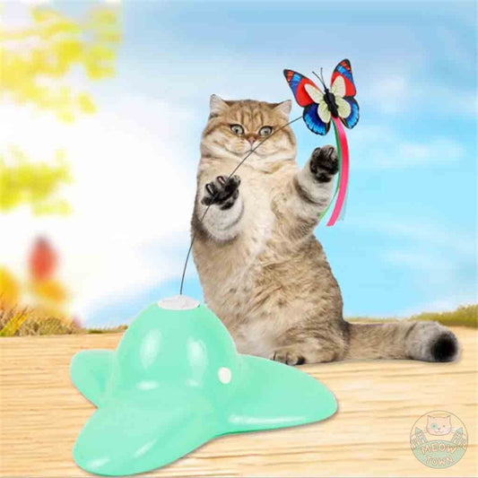 Large base rotating butterfly cat toy fun interactive electric 