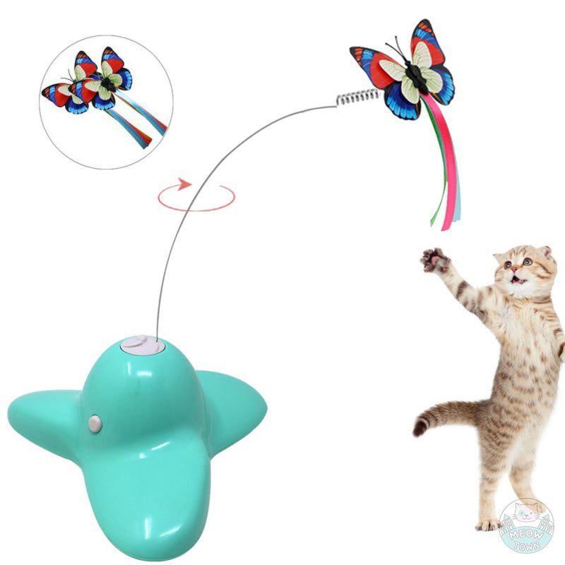 Large base rotating butterfly cat toy fun interactive electric 