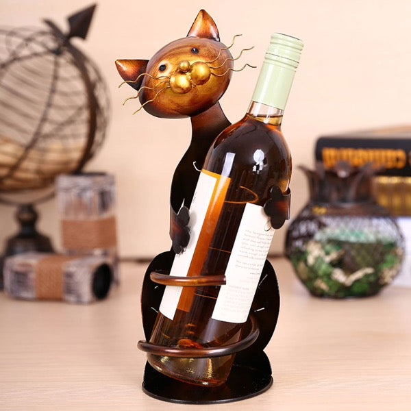 A lovely wine bottle holder cat sculpture, a beautiful functional decoration in every cat lover's home gift.  unique present for cat lovers