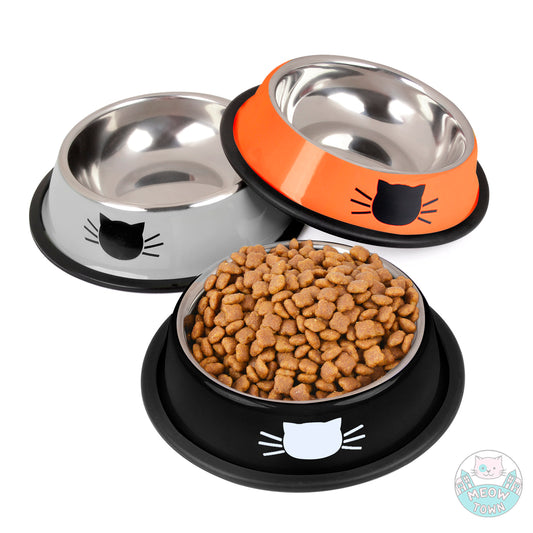 Cat Food / Water Bowl With Cat PrintComfortable to handle wet food, dry food, water separately, easy to clean.