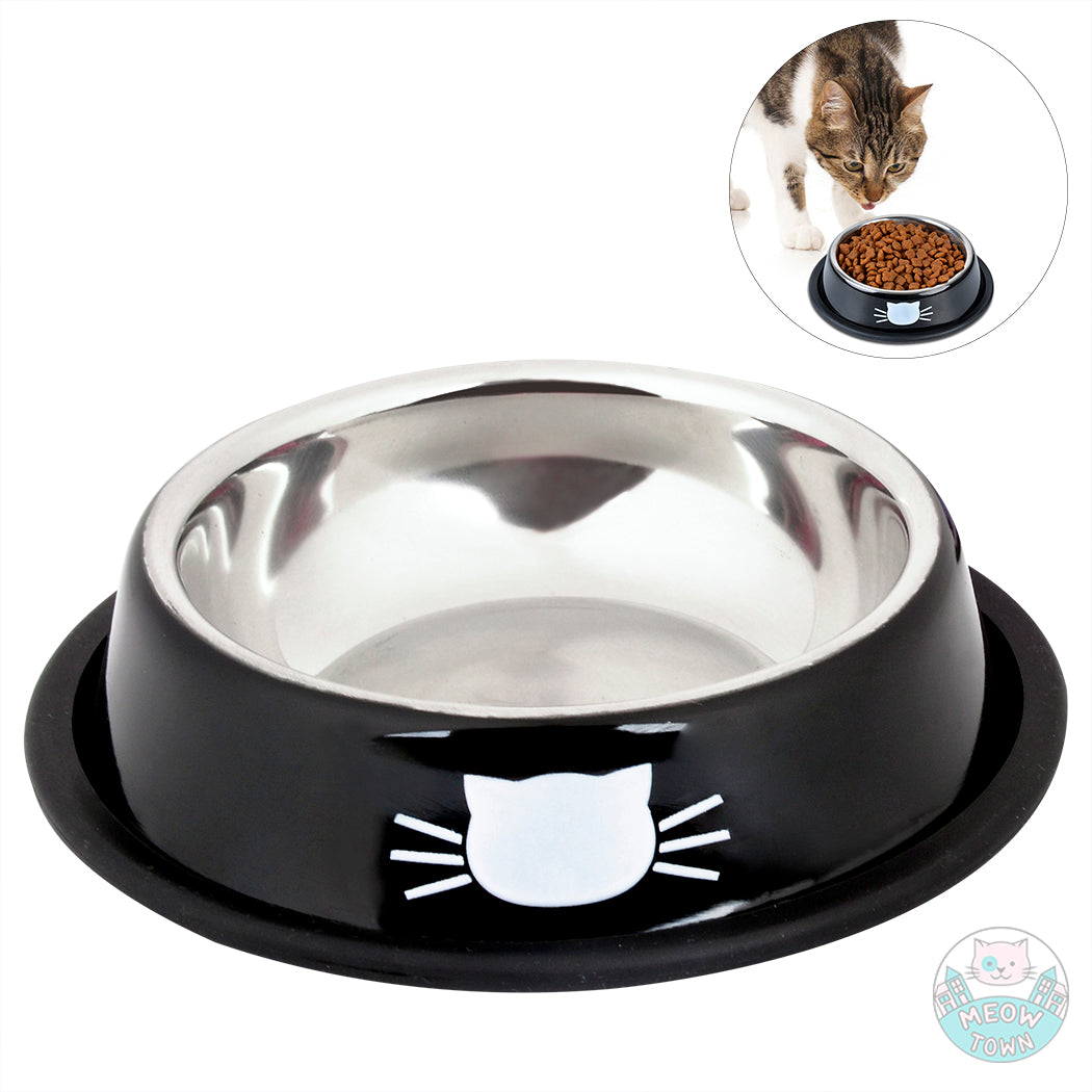 Cat Food / Water Bowl With Cat Print