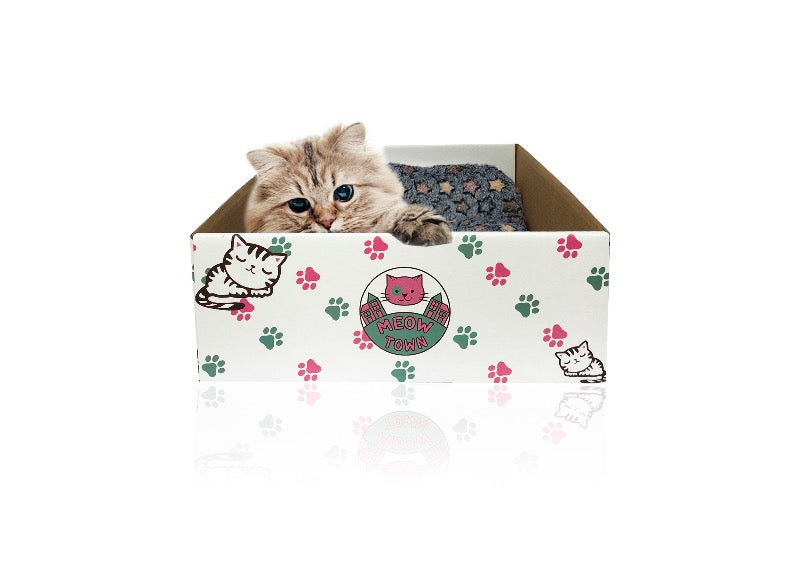 cardboard cat bed corrugated white brown paper box