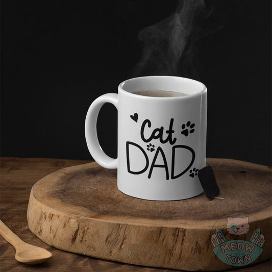 Meow Town Special printed mug, exclusively for the best Cat Dads. ceramic mug gift for cat fathers