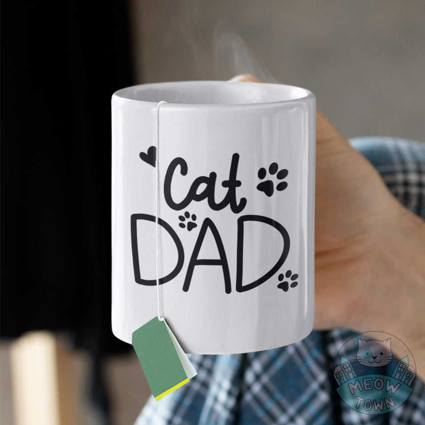 Meow Town Special printed mug, exclusively for the best Cat Dads. cute cat themed gifts for cat fathers