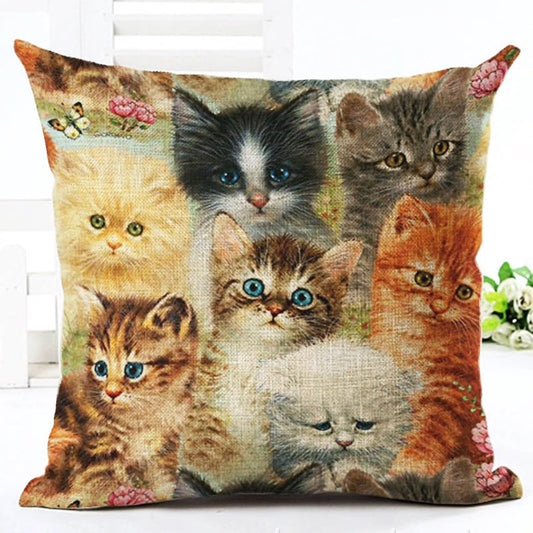 Freshen up those boring cushions on your sofa with this lovely cushion cover printed with adorable multicolour kittens. Printed 