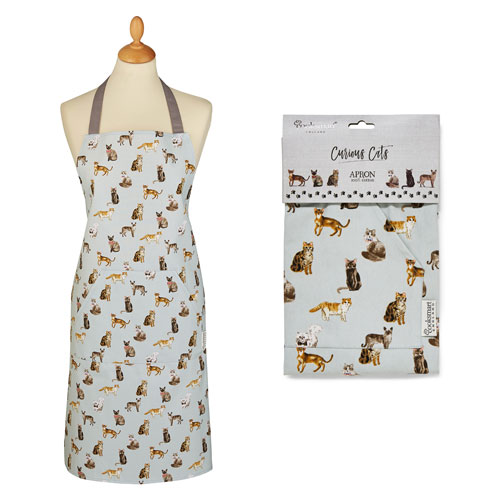 Curious cats 100% cotton apron for cat lovers