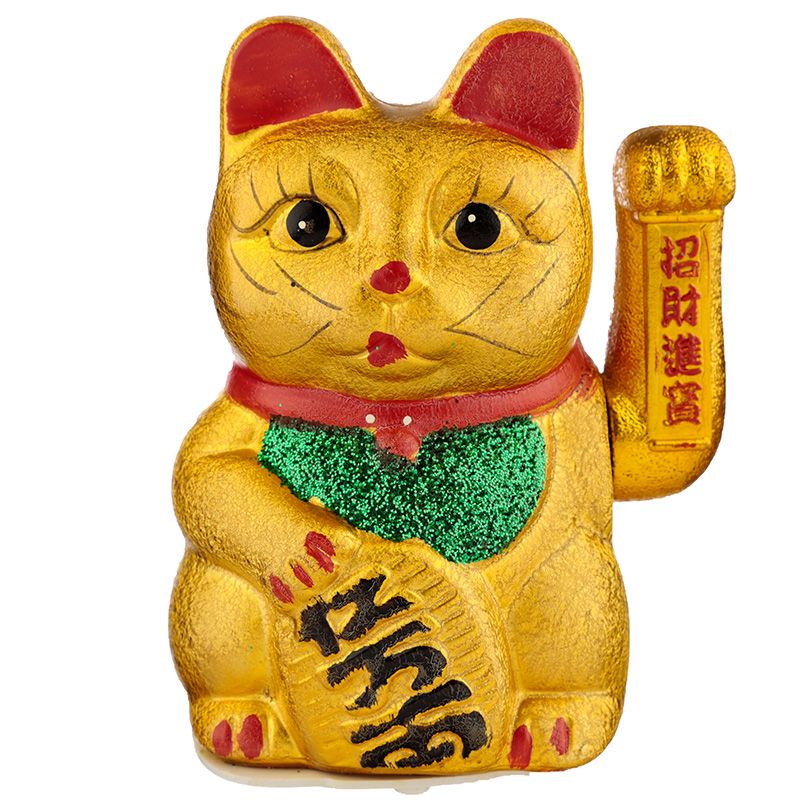 Maneki Neko lucky waving ceramic cat. The maneki-neko is a common japanese figurine which is often believed to bring good luck to the owner.