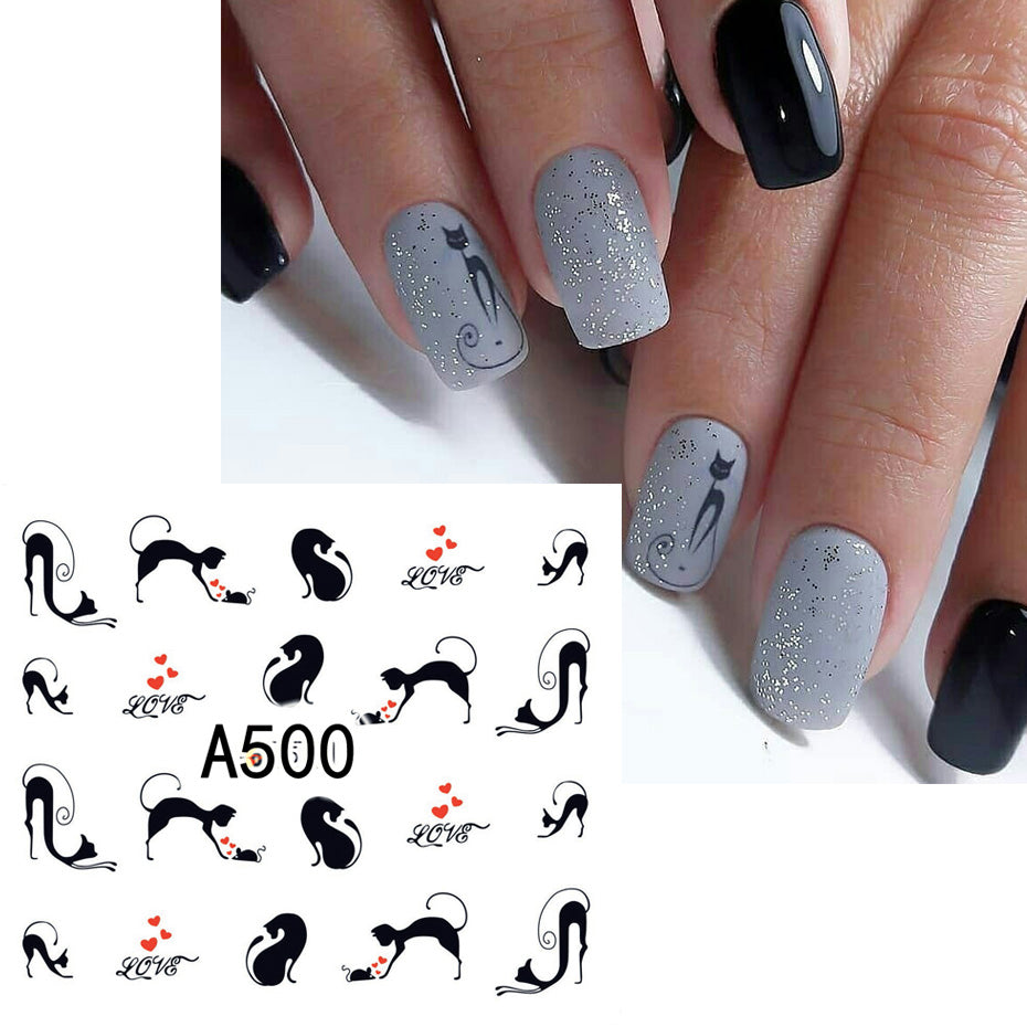 A pawsome set of water slider nail decals with cute black kitties. Hundreds of adorable black cats in various designs, 12 sets of stickers in total! A perfect accessory for the Festive season/ Halloween party, or everyday use for any black cat lover ladies!