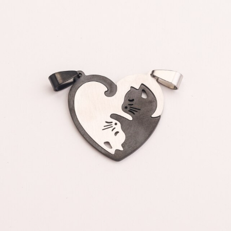 Yin And Yang Heart Necklace Set