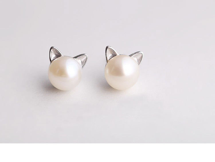 pearl earrings for cat lovers beautiful cat jewellery pearl with cat ears