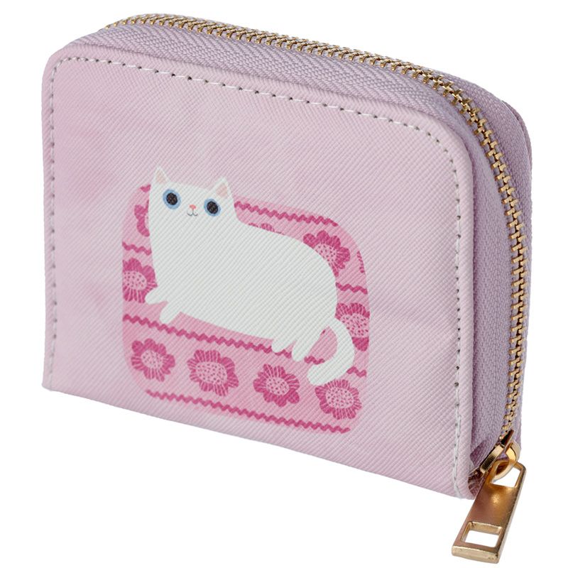 Lovely zip around purse with Angie Rozelaar's illustrations from the Planet Cat collection. Available in two colours: pink or turquoise.