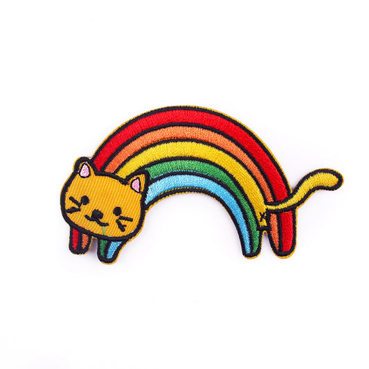 Adorable embroidered iron-on rainbow kitty patch. A perfect way to bring new life to your old garments or to cover small holes or marks with this cute kitty!