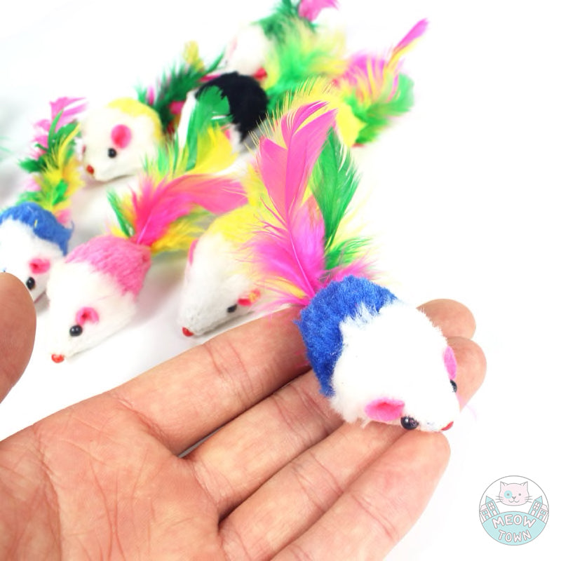 Rattle mice cat toy mouse funny feather cat kitten toy multicolour