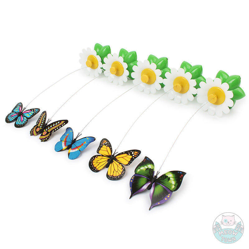 small rotating butterfly flower cat toy electronic interactive cat's favourite indoor adult cats and kittens